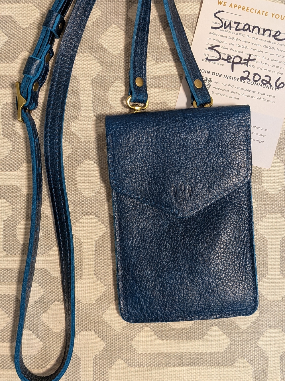 Leather Crossbody Phone Pouch - Blue
